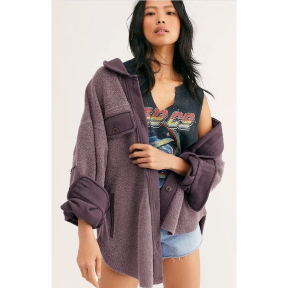 Free People Jackets & Blazers - Free People Ruby Oversized Fleece Shirt Jacket Shacket Date Night Cozy Large NEW